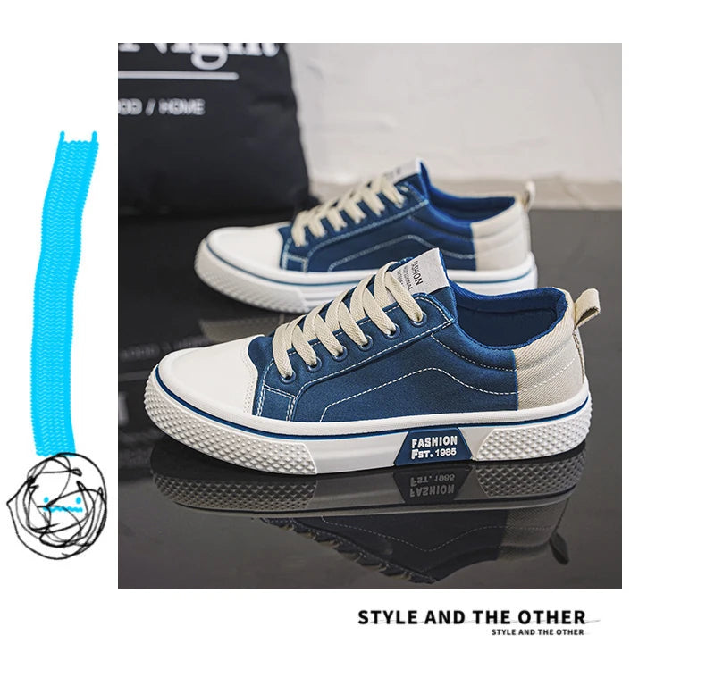 Canvas shoes four seasons men's casual shoes students flat shoes fashion soft-sole outdoor walking shoes youth Joker board shoes