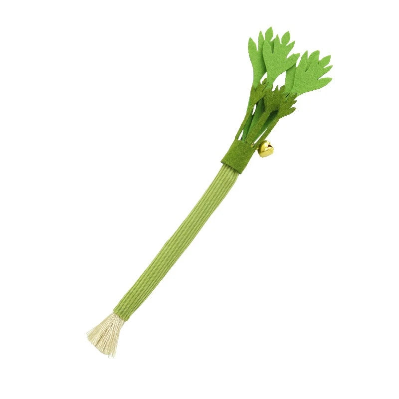 2pcs Interactive Cat Chew Toy Natural Silver Vine Stick Squeaky Celery Kitten Game Toy Bite-resistant Teeth Cleaning Cat Toy