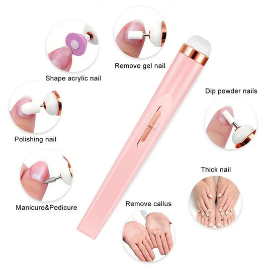 YIKOOLIN Electric Nail File Portable Nail Set with 4 Speeds Cuticle Trimmer Battery Operated Manicure and Pedicure Tools