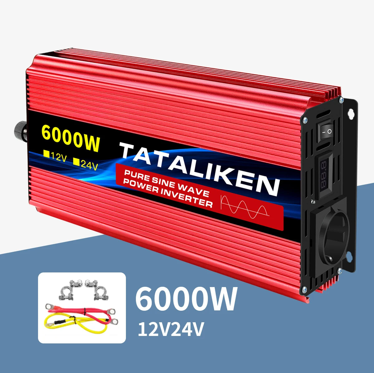 Inverter Pure Sine Wave  2500W/3500W/4500W/5000WDC 12V/24V to AC 220V 230V Voltage Transfer Converter Charging Adapter EU Socket - Shoppiline