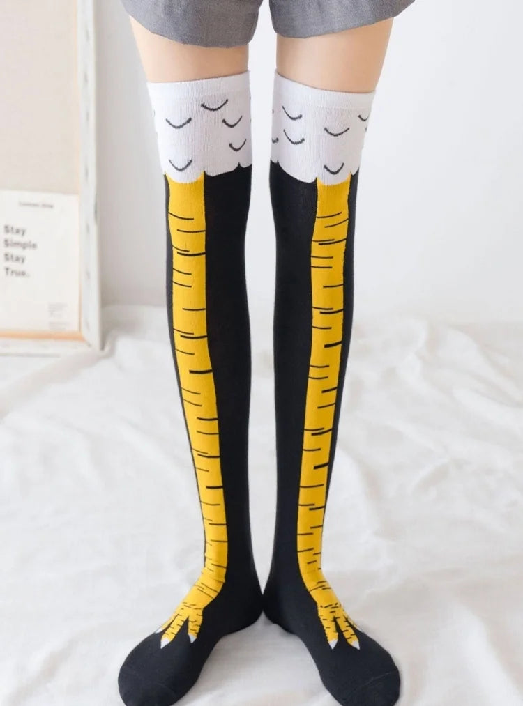 Men Funny 3D Chicken Socks Print Cartoon Cosplay High flexibility Thigh High Sock Fashion Thin Toe Feet