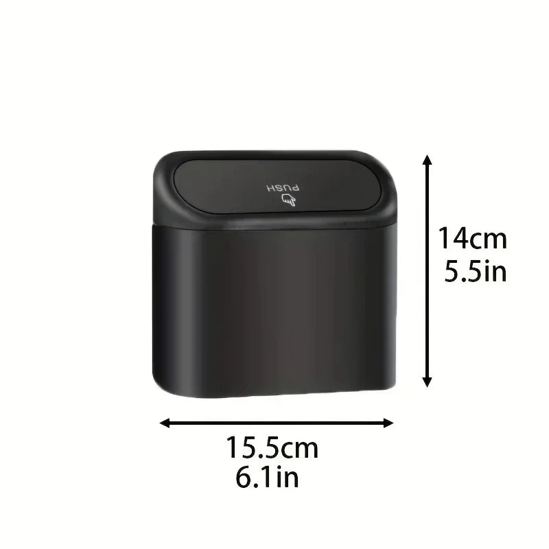 The covered car trash can contains 3 black garbage bags. The small car trash can is leak proof and miniature