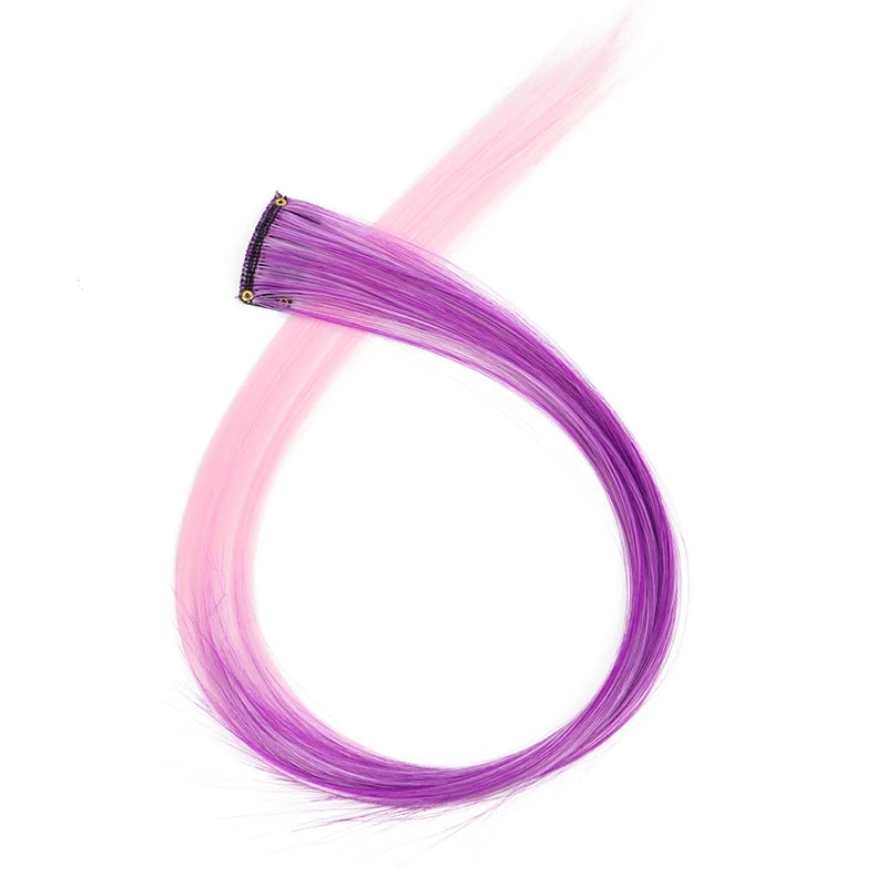 22Inch Synthetic Long Straight Clip In Hair Extensions High Temperature Hairpieces Rainbow Colors Hair Accessories for Women