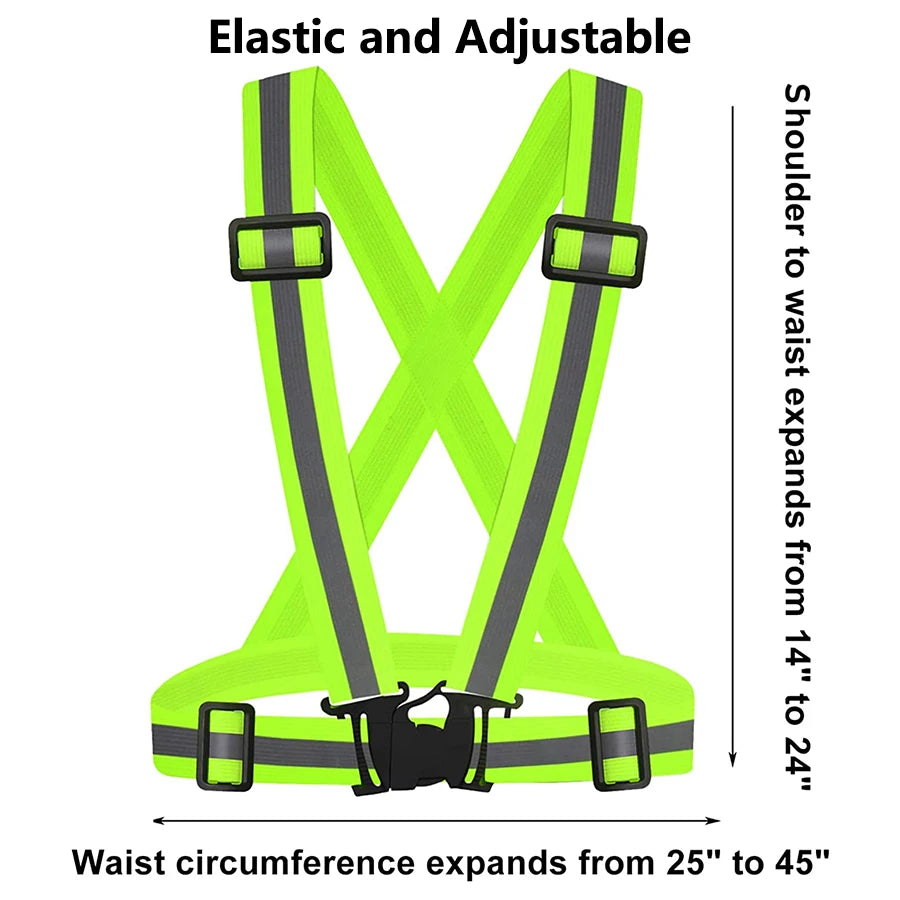Adjustable Lightweight Reflective Vest for Outdoor Night Walking Biking Safety Gear Waterproof Running Safety Vests with Straps