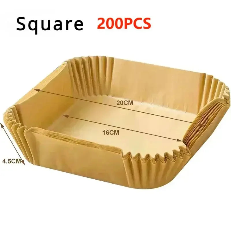 50/100PCS Einweg-Heißluftfritteusenpapier Quadratisch Rund Backpapier Grillplatte Antihaftmatte Küchenbackofen Öl absorbierendes Papierwerkzeug