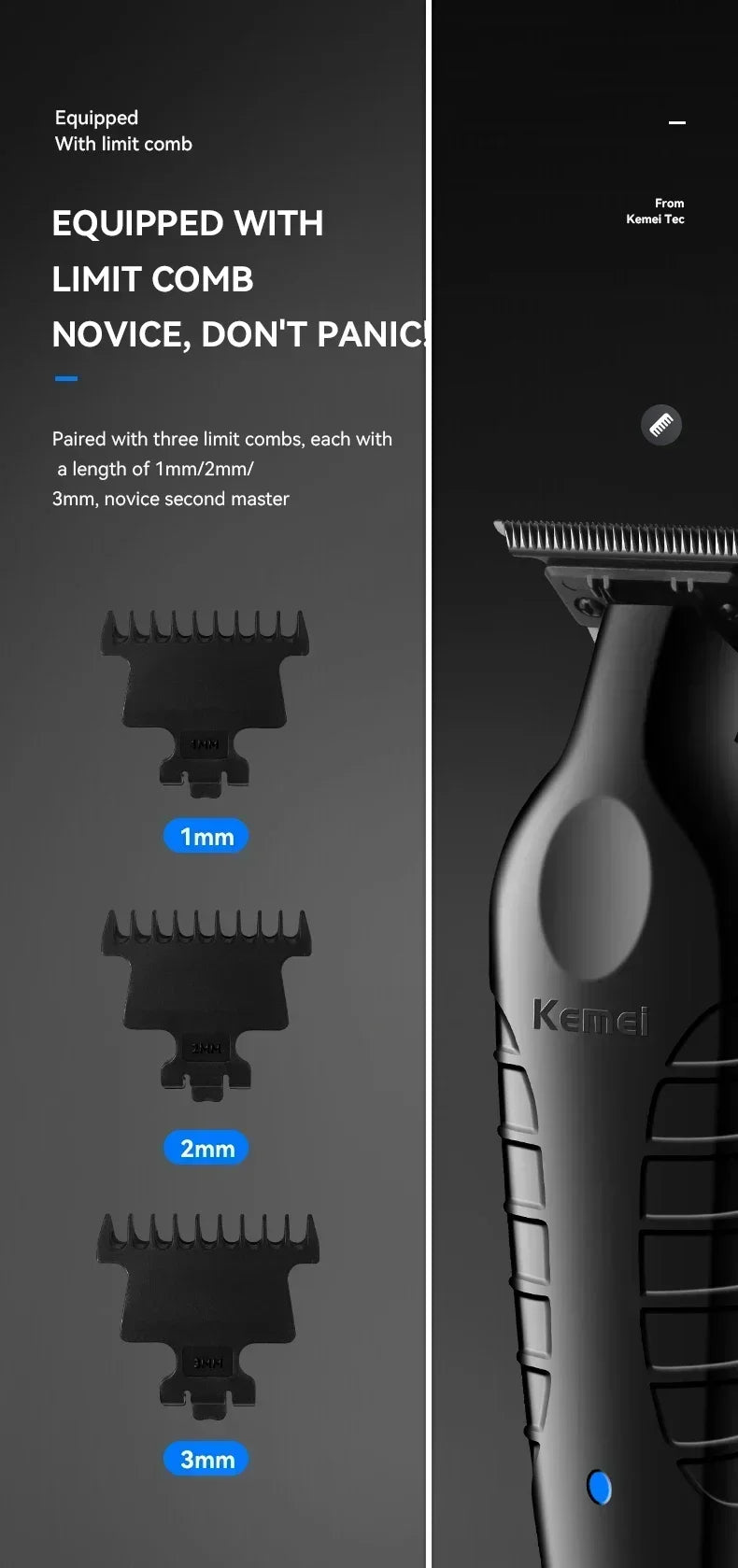 Kemei KM-2299 USB Fast Charging Clippers Barber Machine 1200MA Rechargeable Cordless Hair Trimmer Kemei Electric Hair Clipper