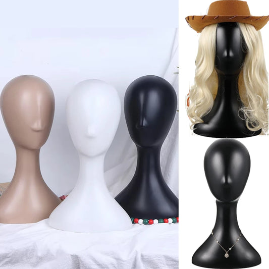 16 Inch Professional Mannequin Head Plastic, Realistic Durable Women Model Torso Styling for Wig,Hat, Mask, Headdress, Jewelry