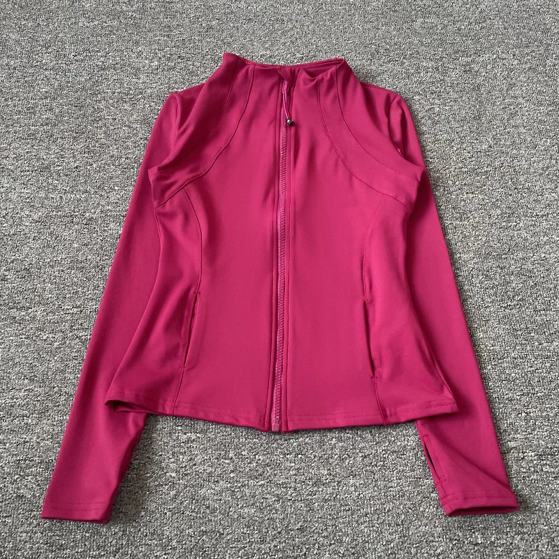 Veste de Fitness à Col Montant Séchage Rapide pour Femme, Coupe Cintrée, Fermeture Éclair, Vêtement de Yoga, Manches Longues, Respirant, Course à Pied, Sport, Cyclisme