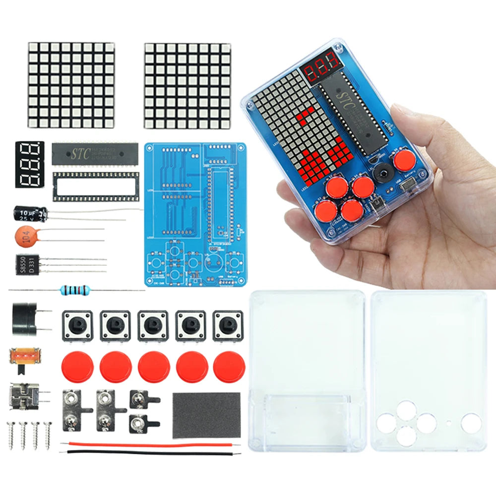 DIY Kit Electronic Pixel Game Console LED Dot Matrix Digital Tube Display DIY Soldering Kit STC15F2K60S2 MCU Double-Sided PCB - Shoppiline