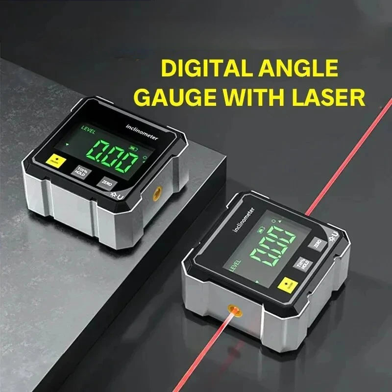 NEW 2-Side Magnetic Digital Angle Gauge With Laser Electronic Protractor Horizontometer Inclinometer Angle Ruler Slope Measuring