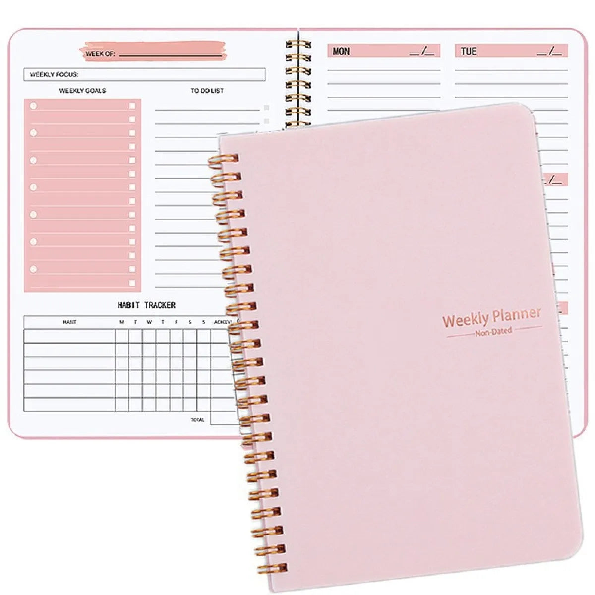 Clearance_2026 Tree Pattern Spiral Bound Weekly Planner & Notebook & Schedule Organizer, Stationery For Office & School & Study,