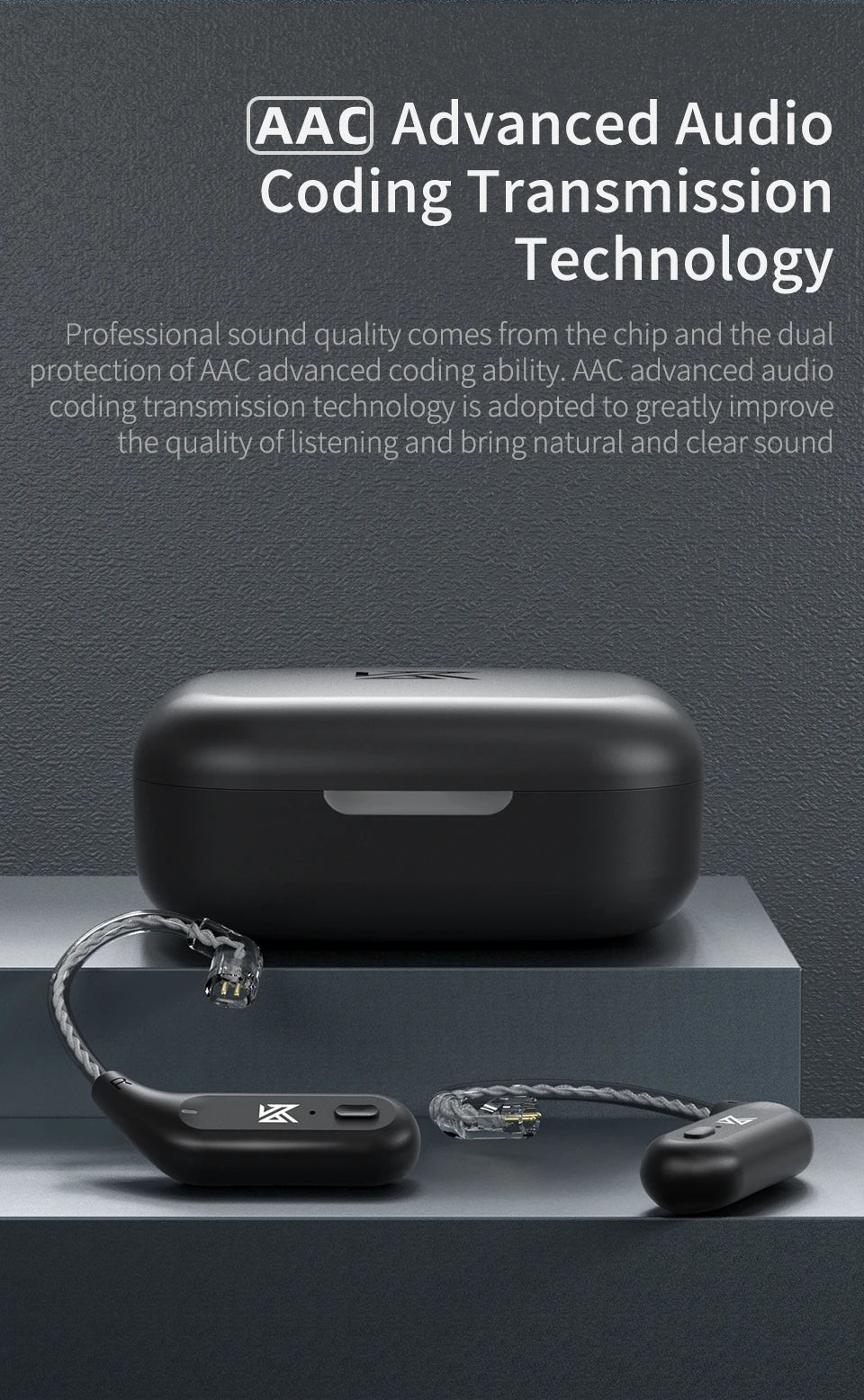 KZ AZ09  Bluetooth 5.2 HD Bluetooth Module Wireless Upgrade Cable HIFI Wireless Ear Hook Connector With Charging Case S2 Z1 S1