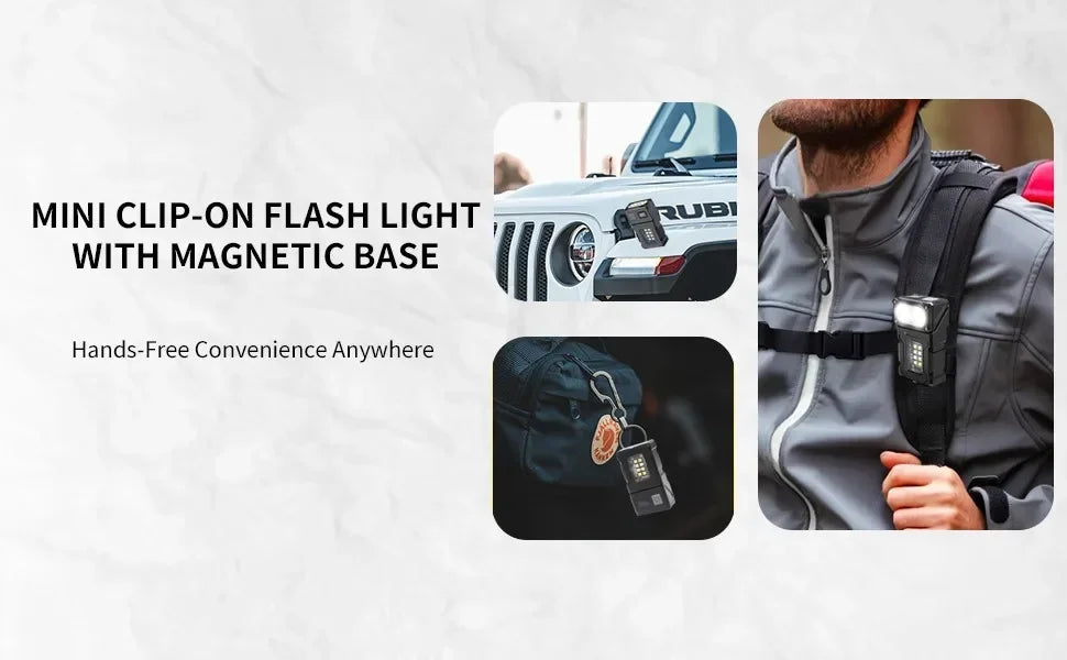 Super Bright Mini LED Flashlight USB Rechargeable Portable COB Torch with Magnetic Tail & Clip for Outdoor Camping Emergency Wor