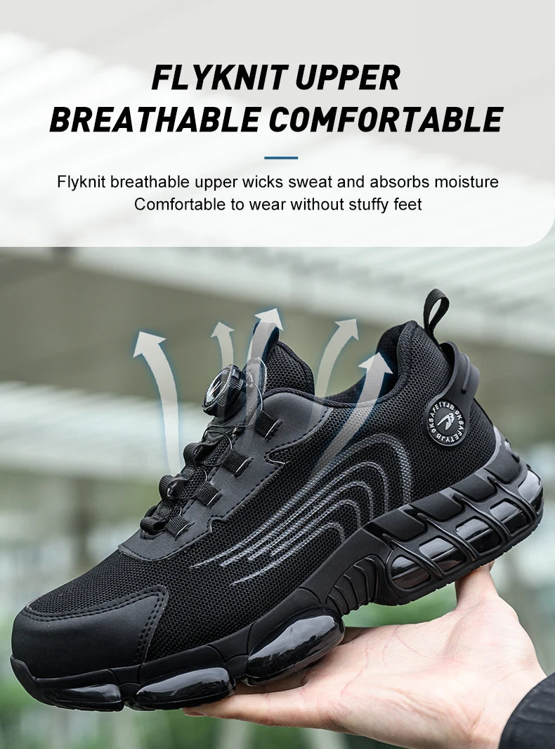 Rotary Buckle Work Safety Shoes For Men and Women Air Soft Sole Lightweight Protective Work Sneakers Men Breathable Boots - Shoppiline