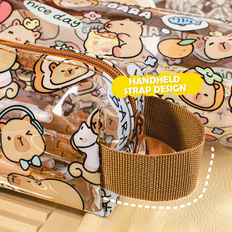 Creative Capybara Pencil Cases Cartoon Cute Pen Bags Kawaii Zipper Pencil Case Students Stationery School Office Supplies Gifts