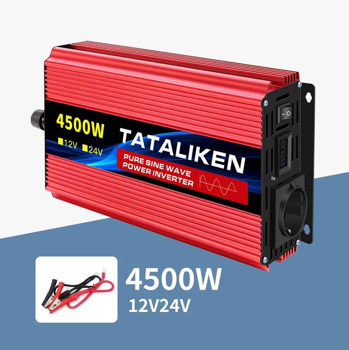 Inverter Pure Sine Wave  2500W/3500W/4500W/5000WDC 12V/24V to AC 220V 230V Voltage Transfer Converter Charging Adapter EU Socket - Shoppiline