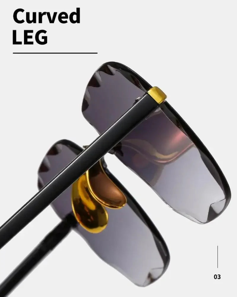 Frameless Sunglasses Y2K Gradient Fashion Korean Hip Pop Anti Ultraviolet Elegant Luxury Outdoor Travel Eyewear Women Unisex