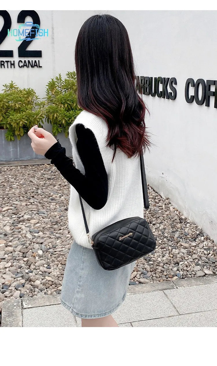 HOMEFISH Tassel Small Messenger Bag For Women Trend Lingge Embroidery Camera Female Shoulder Bag Fashion Chain Crossbody Bags