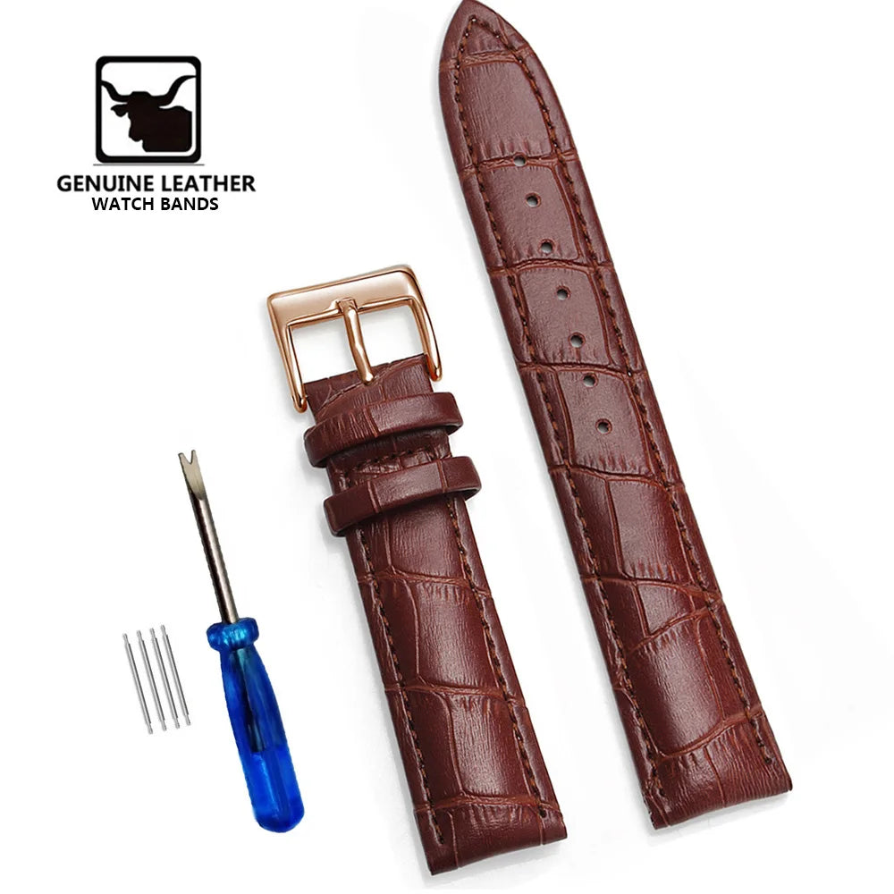 Premium Genuine Leather Watchbands 12/14/16/18/19/20/21/22/24 mm Watch Band Strap High Quality Wrist Belt Bracelet + Tool