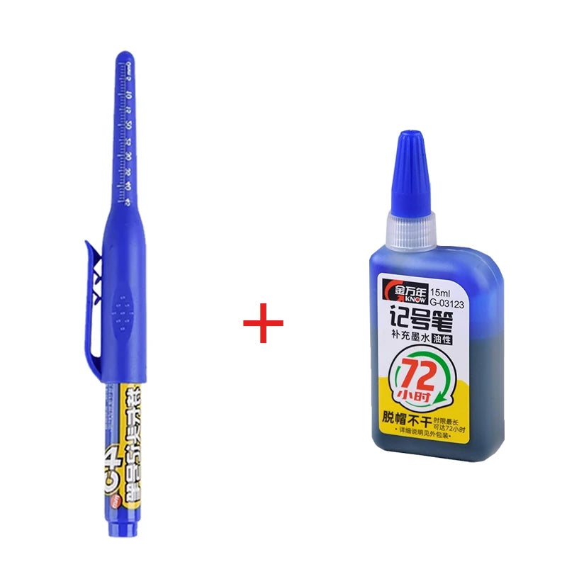 45mm Waterproof Long Head Nib Deep Hole Markers Pen Tile Carpenter Pen Multi-purpose for Woodworking Black/Blue/Red Ink