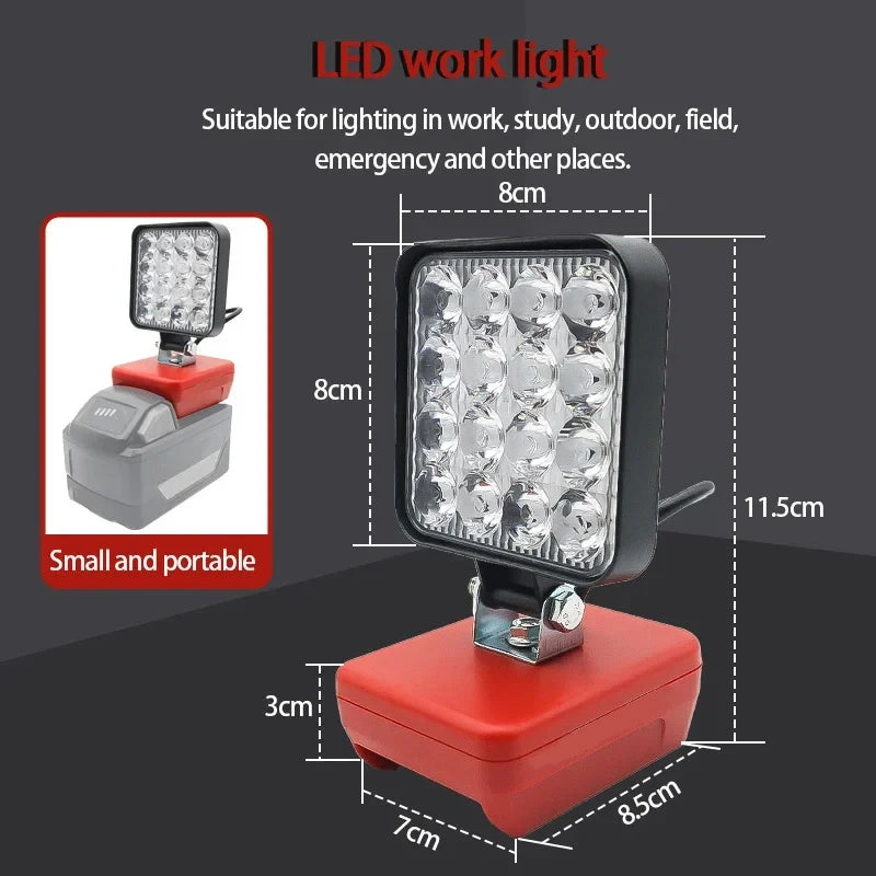 Power Tool Parts For Makita For DeWalt For Bosch For Milwaukee For Ryobi lithium Battery Flashlight Working Light Camping Lamp - Shoppiline