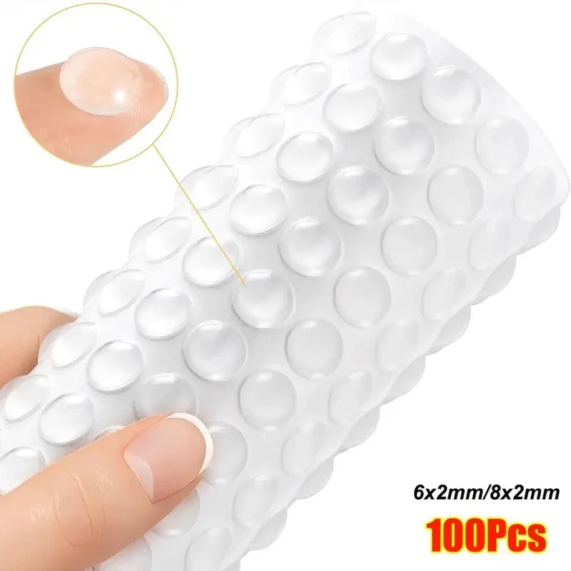 Silicone Self-Adhesive Clear Round Bumper Pads, Cabinet Door Sound Dampening Buffers, Furniture Silent Rubber Stoppers