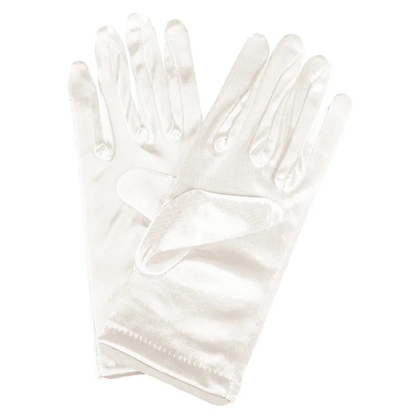 Élégants Gants de Mariée Longs en Satin Blanc Ivoire pour Femmes, Gants de Soirée Opéra Bal Costumé à Doigts Complets, 1 Paire
