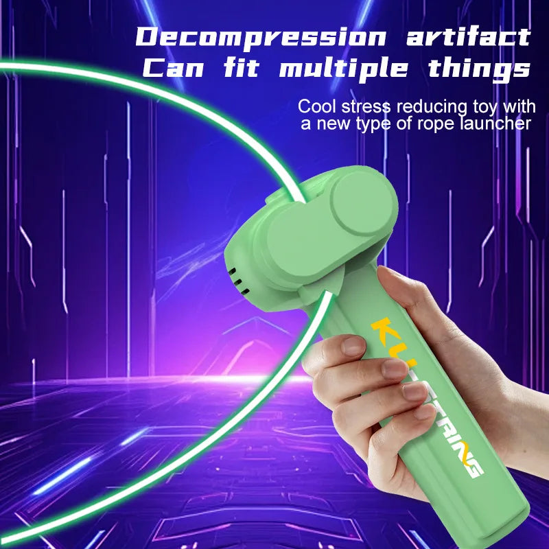 USB Rechargeable Glow String Launcher Toy Luminous Rope Shooter ABS Decompression Fidget Toy 3M Yarn for Kids Adults Party Gift
