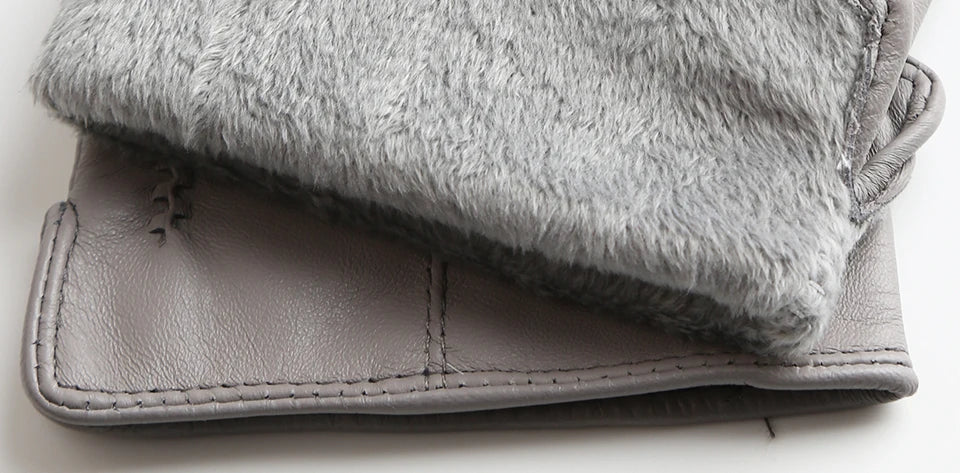 Women's sheepskin gloves winter warm plus velvet short thin touch screen driving color women's leather gloves good quality -2226
