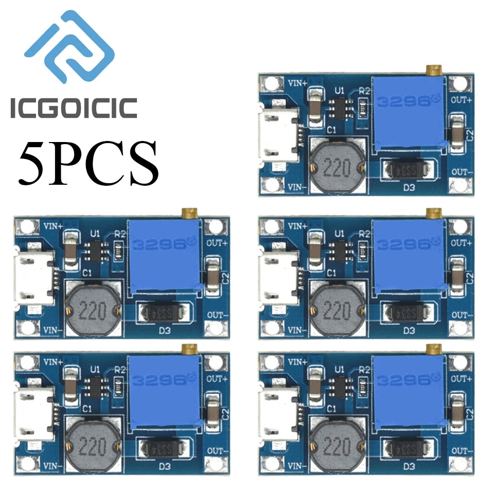 Module élévateur réglable 5/10 pièces MT3608 DC-DC TYPE-C Micro 2 A Module convertisseur élévateur de puissance DC DC 2V-24V vers 5V 9V 12V 28V