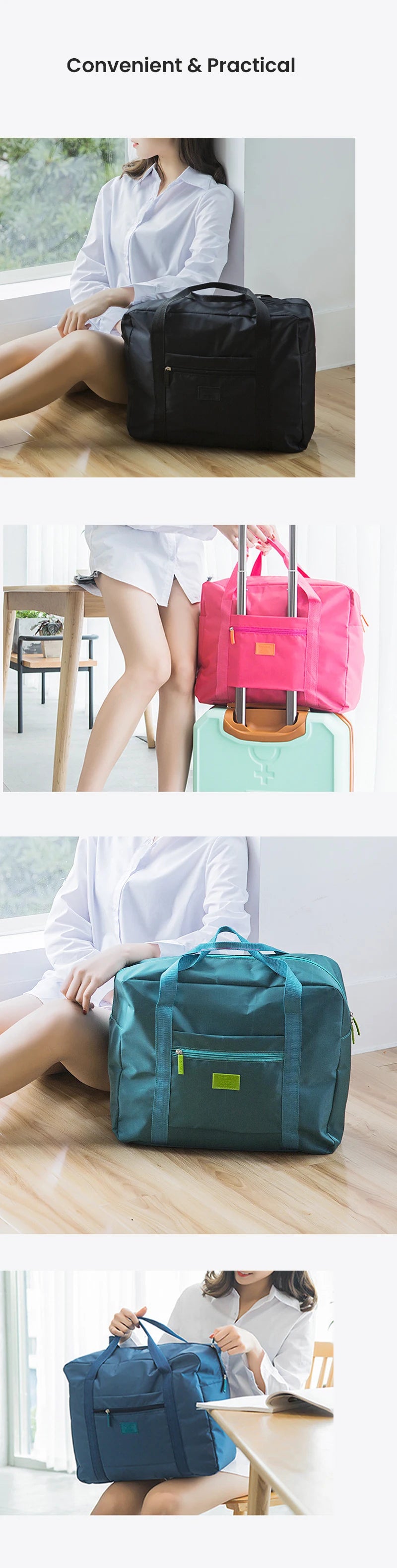 Travel Duffel Bag Lightweight Foldable Unisex Tote Carry On Luggage Weekender Overnight Stays Suitcase Organiser 20L Large Bags