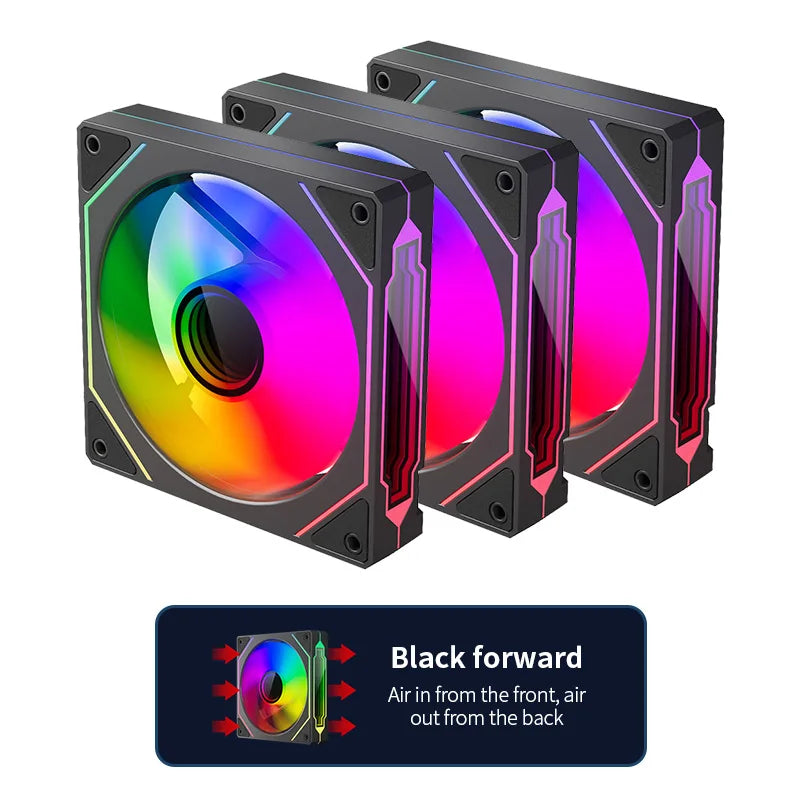 Teucer Infinite Mirror 120mm 5V 3Pin ARGB PC Case FAN 12V 4Pin PWM 800-2000RPM 12cm Chassis CPU Water Cooling Ventilator