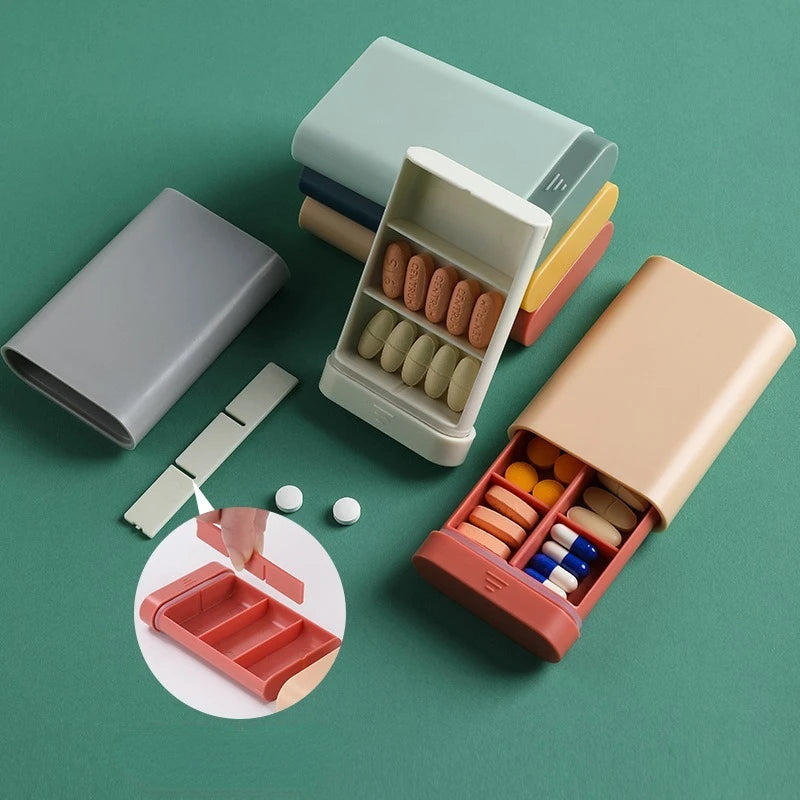 Mini Kleiner tragbarer Reise-Vitaminbox Pillendosen Behälter Organizer Aufbewahrung Tablette 7 Tage 6 Fächer Medizin Fischöle