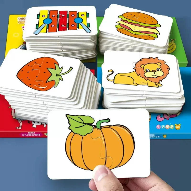 32 Piece Set Matching Card Puzzle Early Education Cartoon Card Toy Gifts For Boys and Girls
