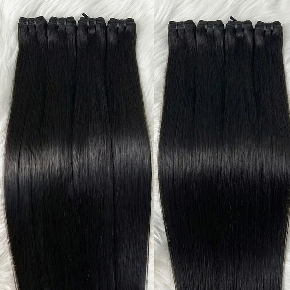 30 32 Inch Full Head Body Wave Bundles 100% Raw Human Hair Weaving Virgin Hair Extensions 1 3 4 Pcs Natural Black Color Double Weft Remy Hair Thick Full Ends Hair Bundles