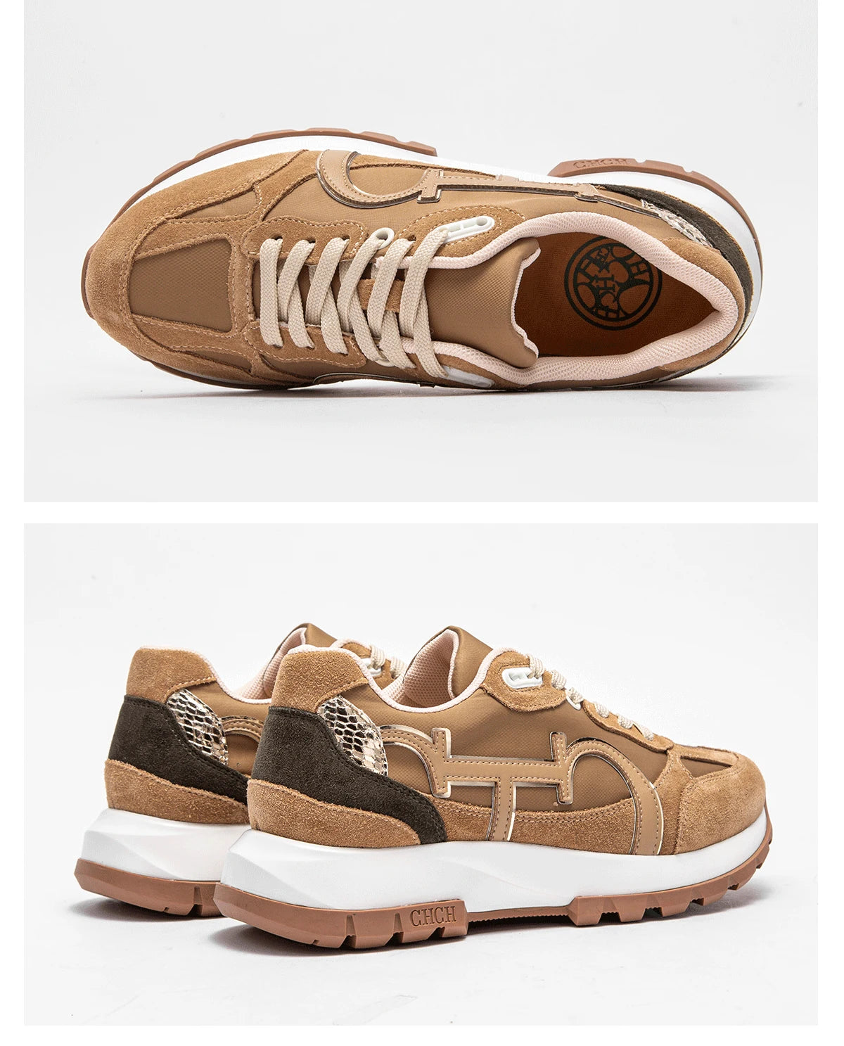 CHCH Women Tennis Shoes New Leather Splicing Student Sports Shoes
