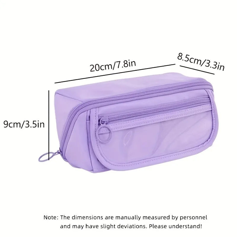 Large Capacity Pencil Case Organizer - Multi-Compartment Desktop Storage for School & Office Supplies ( Pink/Purple/Black) - Shoppiline