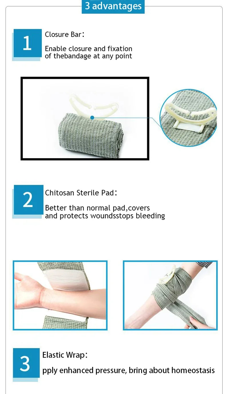 4/6 Inch Israeli Bandage Elastic Wrap Sterile Emergency Bandage Essential for Camping, Hiking,Tactical,Home | Medical Trauma Kit