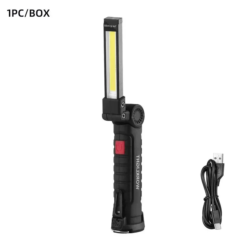 USB Rechargeable LED Camping Flashlight with Magnet And Hook Waterproof Work Light 3 Lighting Modes Suitable for Night Work