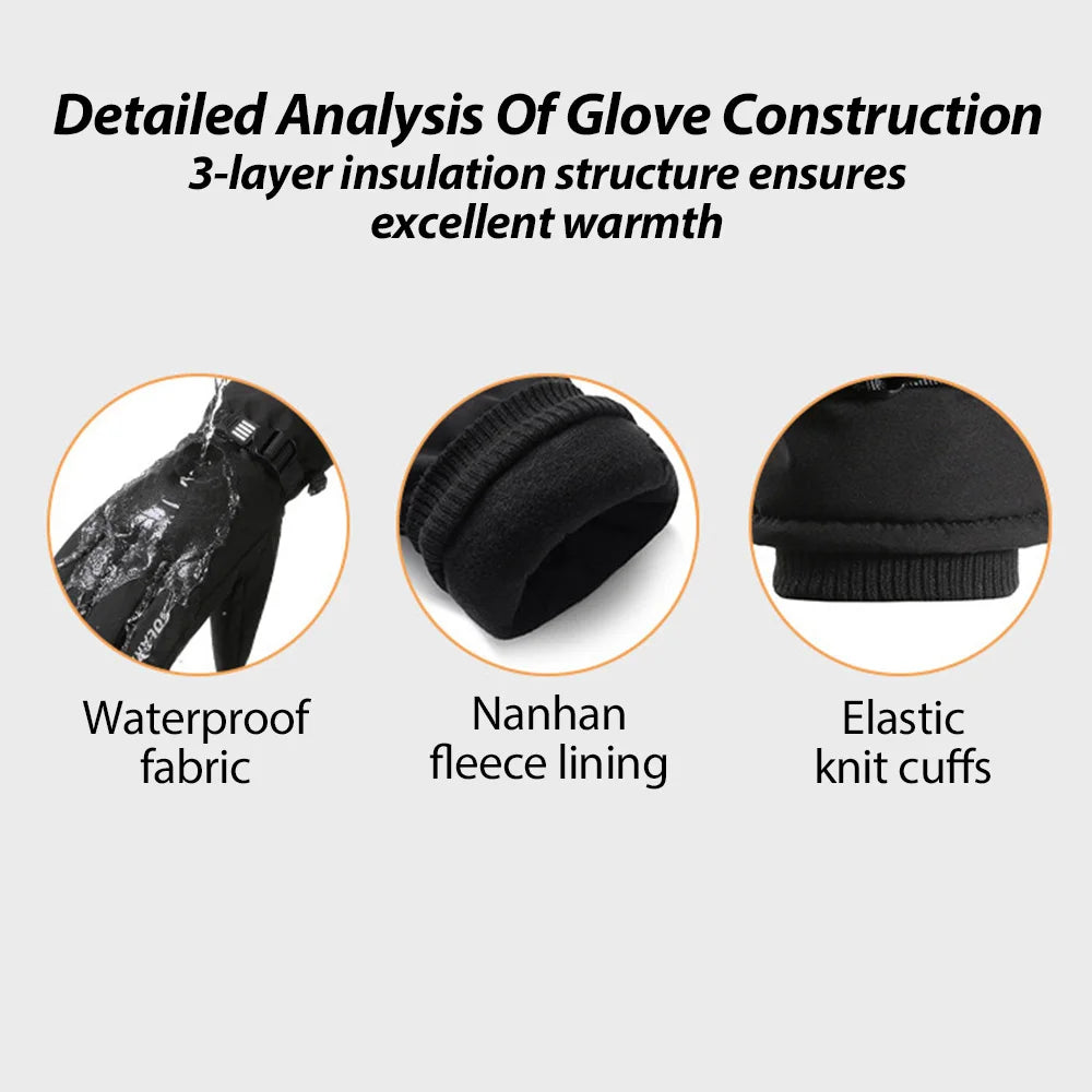 NEWBOLER Keep Warm Bicycle Gloves Full Finger Men Winter Autumn Windproof Cycling Glove Touch Screen MTB Road Bike Gloves