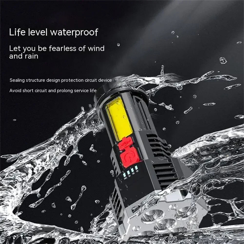 5 LED High Power Led Flashlights Rechargeable Camping Torch 5 Lighting Modes For Outdoor Camping Adventure Lamp with Side Light
