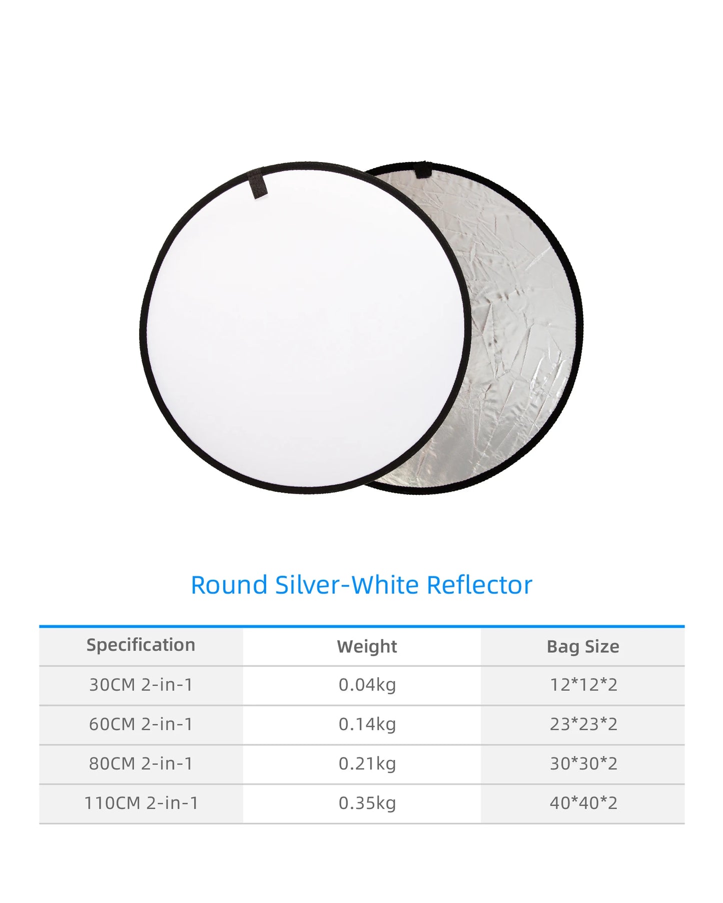 Clearance_RF01 24" Reflector 5in1 30CM 60CM 80CM 110CM Silver White Gold Portable Collapsible Soft Light Round Photography for S