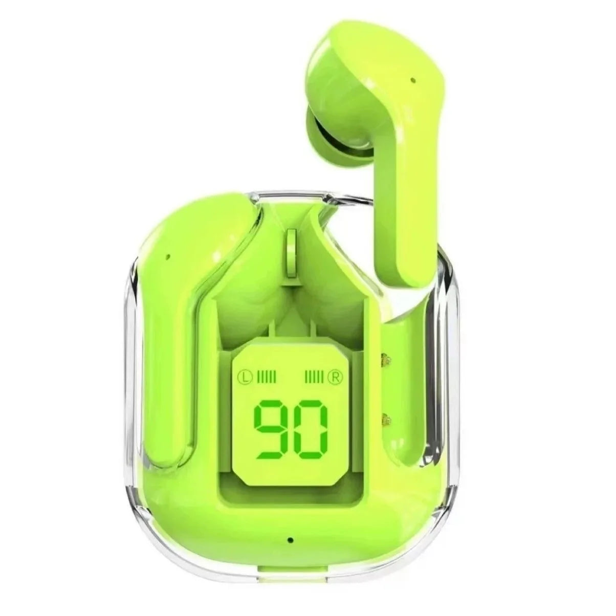 Transparent TWS Bluetooth Earphones Soft Silicone In-ear Design Wireless Sports Gaming Earbuds HiFi Stereo Audio LED Display