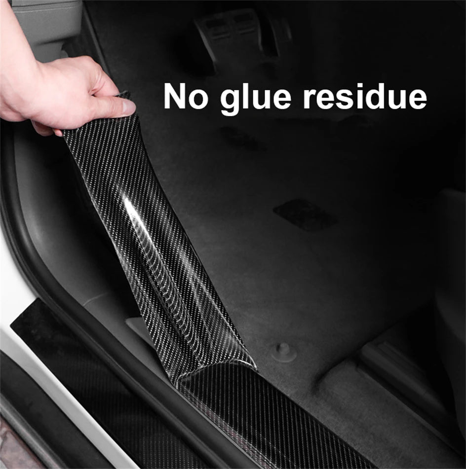1-10M 3D Car Carbon Fiber Sticker DIY Paste Protector Strip Auto Door Sill Side Mirror Anti Scratch Tape Black Waterproof Film