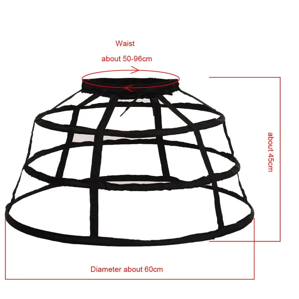 Girls 3 Hoops Crinoline Cage Bustle Petticoat Women Adjustable Pannier for dress