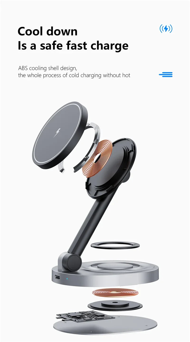 Magnetic 2 In 1 Wireless Charger Stand  Pad Fast Charging Station Dock For iPhone 15 14 13 12 Pro Max Apple Watch 8 7 6 Airpods - Shoppiline
