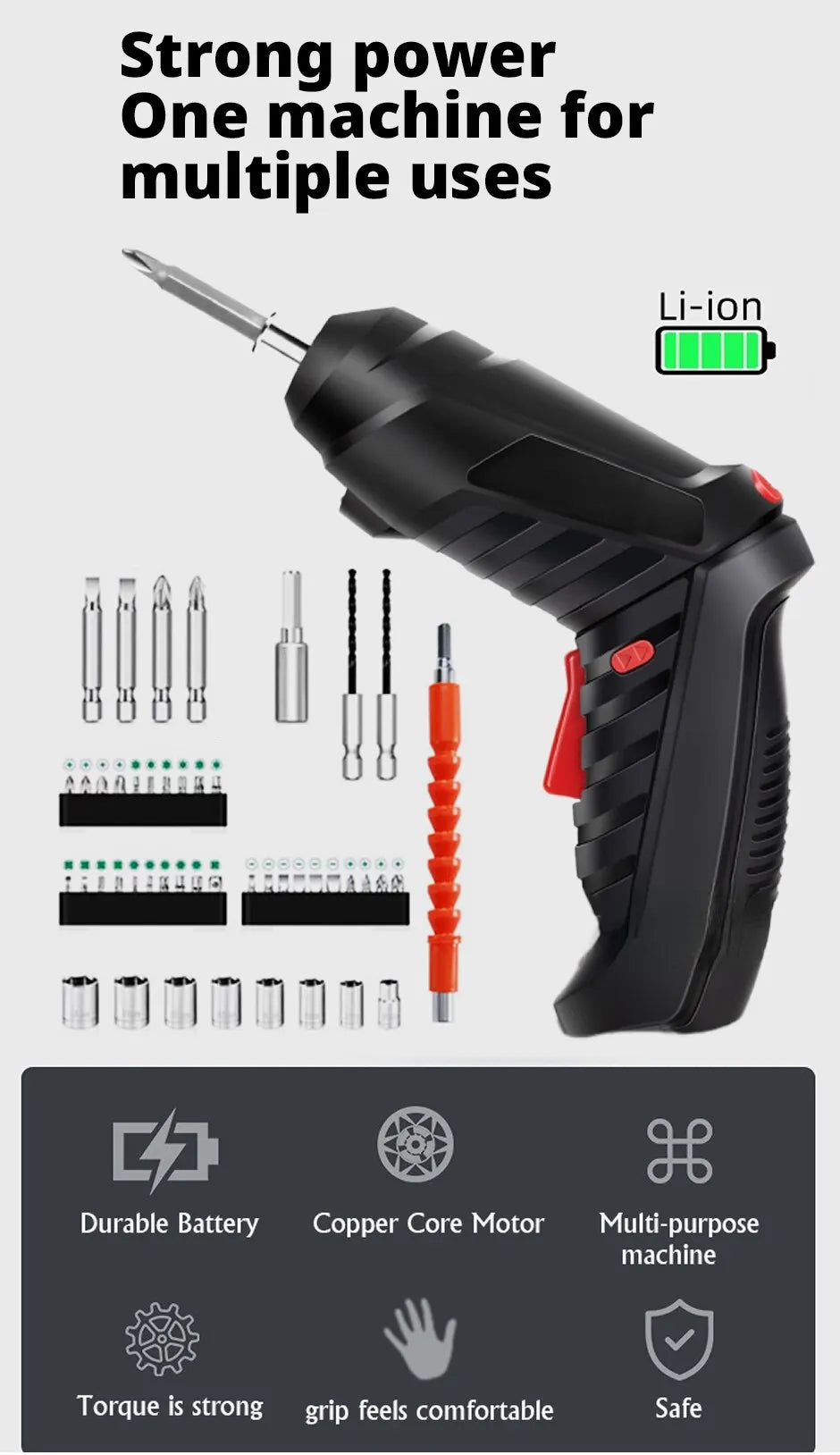47 PCS 3.6V Electric Screwdriver Set 1800mAh Battery Powered Portable Cordless Electric Screwdriver Household Maintenance Power - Shoppiline