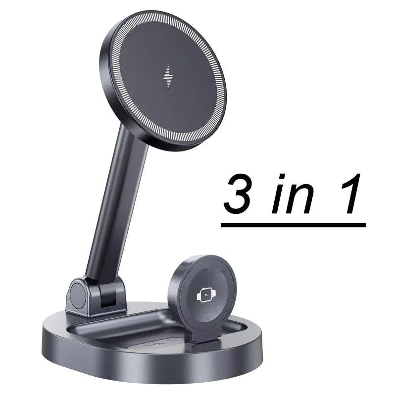 Magnetic 2 In 1 Wireless Charger Stand  Pad Fast Charging Station Dock For iPhone 15 14 13 12 Pro Max Apple Watch 8 7 6 Airpods - Shoppiline