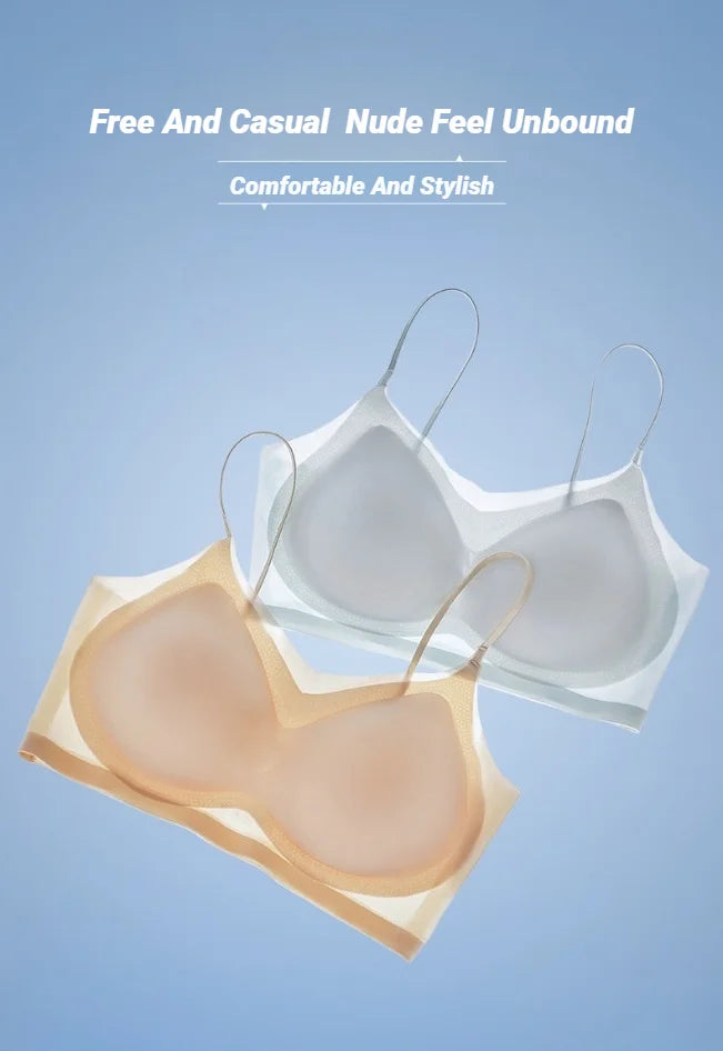 Ultra-Thin Breathable Ice Silk Bra Lingerie Women'S Seamless Back Halter Vest Wraps Small Breasts Sexy And Comfortable Top