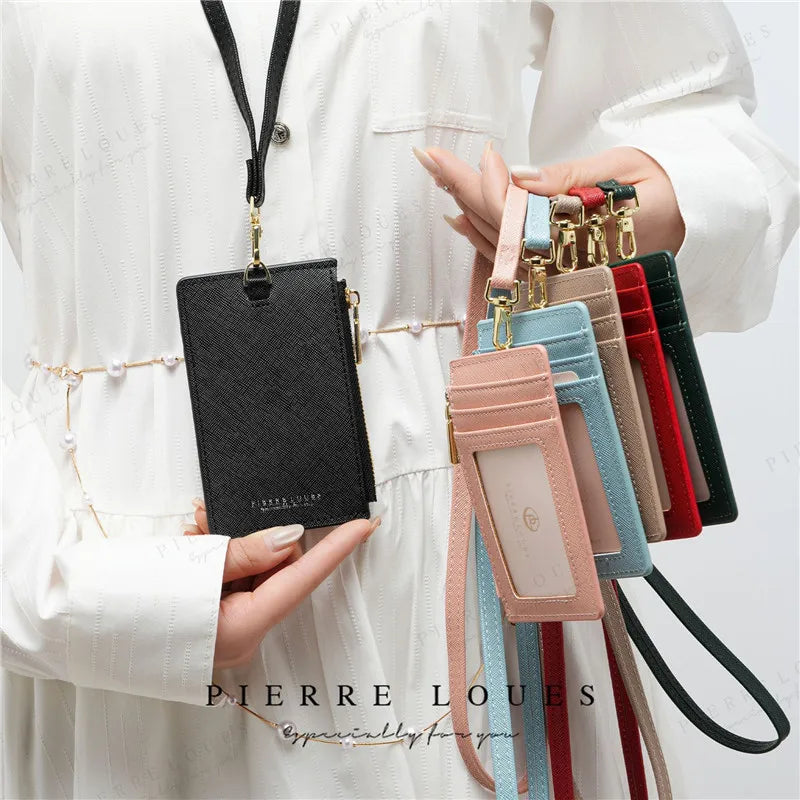 Desk Accessories Office PU Leather Card Holder Zipper Sleeves Photocard Large Capacity ID Card Holder Luxury Photocard Holder